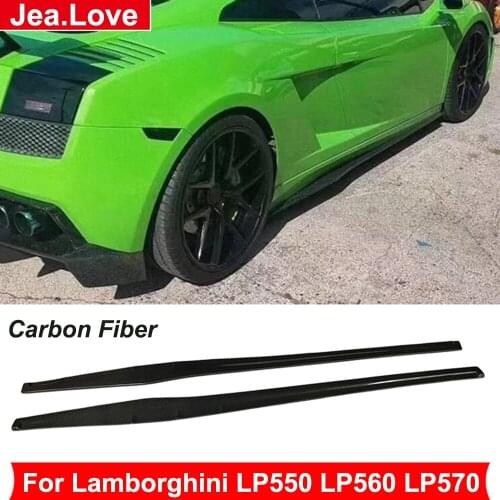 DM Style Real Carbon Fiber Side Skirts Extensions Decoration Body Modification Kit For Lamborghini LP550 LP560 LP570 2003-2014