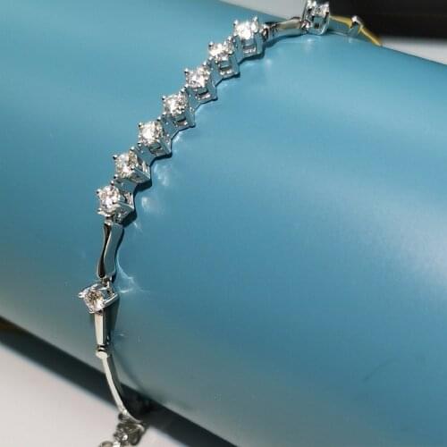 Silver Excellent Cut Total 2 Carat Diamond Test Passed D Color Good Clarity Moissanite Beads Bracelet Silver 925 Party Jewelry