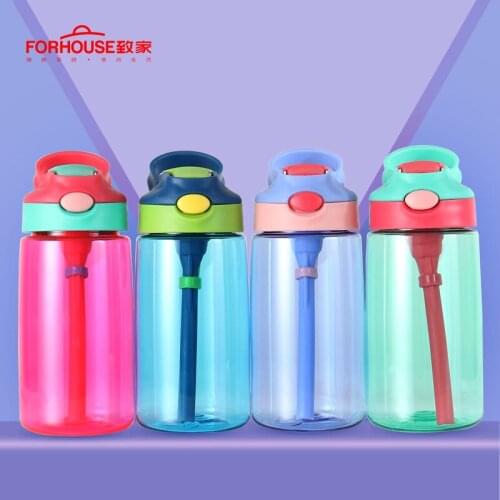 Water Bottle Kettle Children Leak Proof Portable Bottles Cartoon Drinking Bottles with Straw