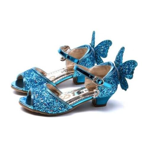 2019 New Girl Sandals Diamond Butterfly Pink Shoes 5-13 Years 6 Children 7 Summer High Heels Princess Shoes Kids