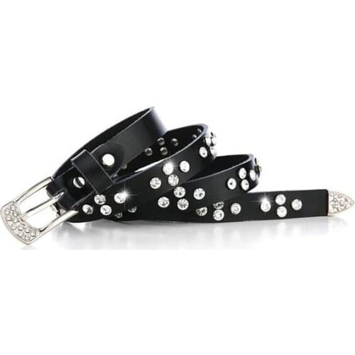 GOOD style Full Diamond Wide Collar Punk Round Goth Choker Harajuku Summer Cool Leather Pin Buckle Alloy Belt Garters For Women