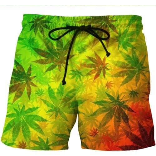 LOVE SPARK Green Leaf Print Mens Football Shorts S To 6xL Plus Size Summer Beach Shorts Elastic Light Summer Clothes
