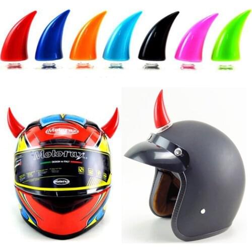 Colorful car style moto devil horn decal Headwear dirt pit bike parts sucker motocross accessories motorcycle helmet decoration