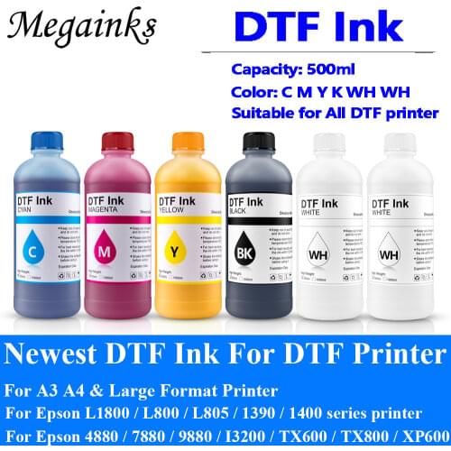 500ML*6PCS DTF INK 2White For DTF Ink Film Transfer Ink For DTF Direct Transfer Film For DTF Printing PET Film 1BK-1C-1M-1Y