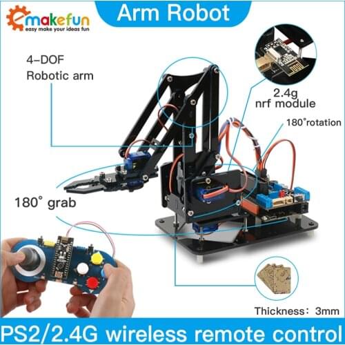 Keywish Diy Robotic Arm Claw Kit for Arduino R3,High Hardness Acrylic,Support Scracth Programming,PS/2.4G Wireless Control