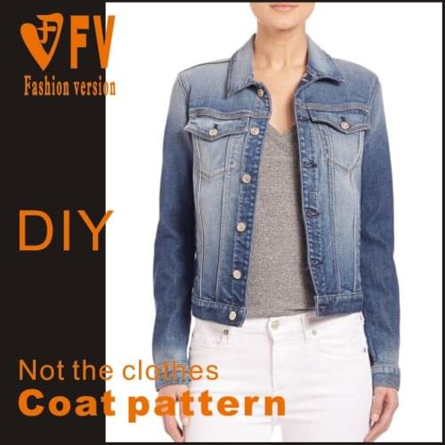 Clothing DIY pattern womens denim short jacket jacket pattern 1:1 sewing design drawing BWT-57