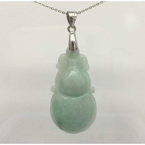 Wholesale new natural jades stone gourd shape 100% AA pendant Tibetan silver necklace good luck about 13 x25MM