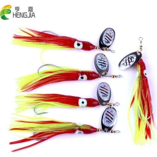 HENGJIA 20pcs soft Octopus replacement Skirts 7.5g luminous squid rigs trolling lure FISHING LURES SPINNER HOOK BAITS (SP026)