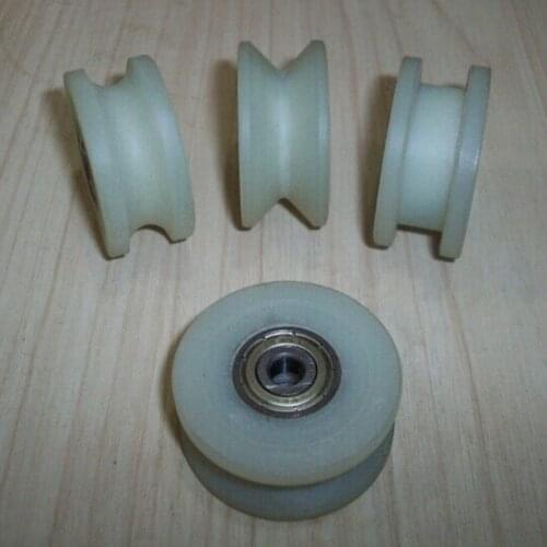 Sliding nylon rollers/wheels/pulleys groove V/H/U diameter 40mm, thickness 18.5mm with double bearings bore 6mm/8mm 10pcs/lot