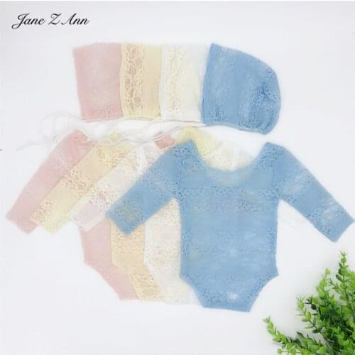 Jane Z Ann Newborn props for photography 4 colors infant Lace Clothes Baby Princess Hat+ bodysuit studio photo shoot outfits