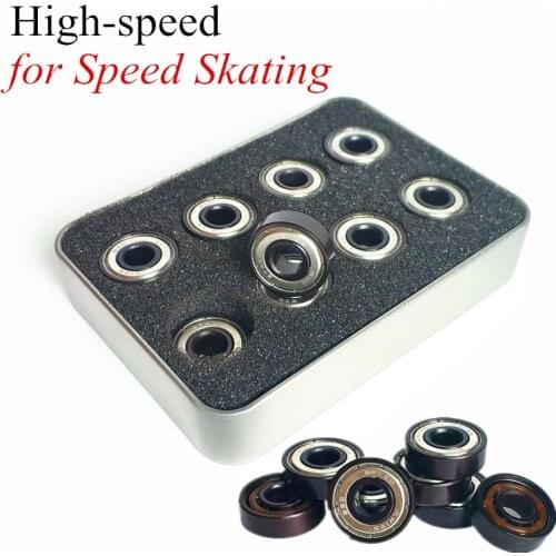 16 pcs/lot Inline Speed Skates Shoes 608 Bearing for Roller Skating Marathon Track Racing 7-beads Retail Wholesale Iron Box