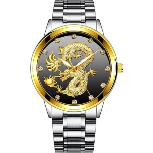 Luxury brand mens watch, business stainless steel mens watch, Chinese dragon classic, high-end mens watch