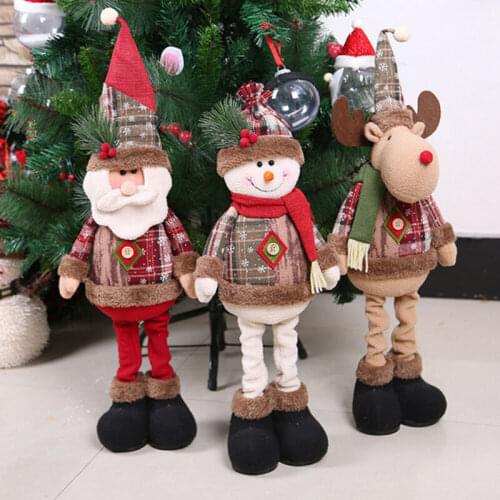 Christmas Decorative Doll Snowman/ Santa Claus/ Elk Shape Plush Ornaments for Home/ Car/ Office