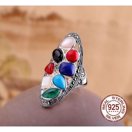 S925 sterling silver jewelry colorful natural stone silver ring for Women female womans silver ring ladies ring Fashion Jewelry