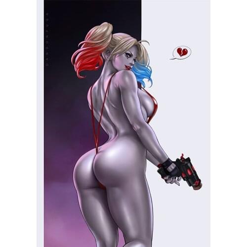 Strong Woman Joker Harleen Canvas Paintings Sexy Anime Girl Wall Art Posters and Prints Pictures for Bedroom Living Room Decor
