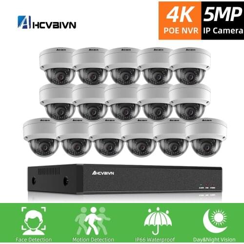 H.265+16CH 4K 5MP 8CH POE CCTV System NVR Kit Waterproof AI Smart infared Security Camera POE Video Surveillance set onvif