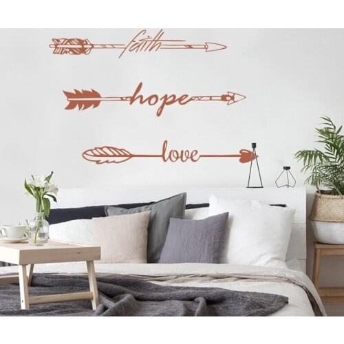 Nordic Arrow Pattern Vinyl Wall Decals Faith Hope Love Arrows Wall Art Sticker Mural Home Bedroom Decoration Vinyl Arts AF071