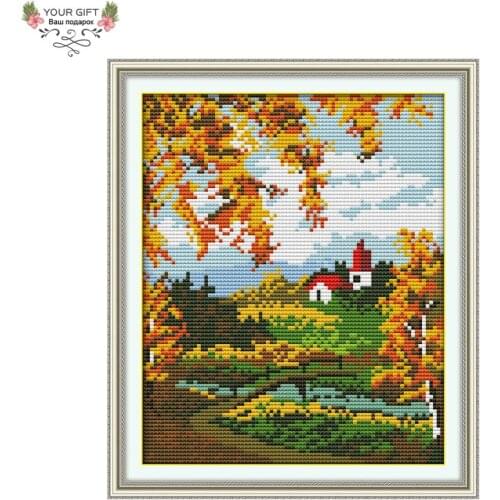 Your Gift Home Decor F341(4) Counted and Stamped The Scenery Of The Countryside Needlecraft Embroidery Cross Stitch kits