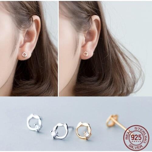 La Monada Korean Minimalist Women Earrings Silver 925 Round Leaf Fine Jewelry Silver 925 Stud Earrings For Women