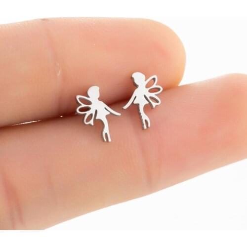 Women Trendy Jewelry Girl Letter Love Heart Moon Star Triangle Round Ear Stud Cute Little Angel Kiss Boy Girl Earrings Gift Kid