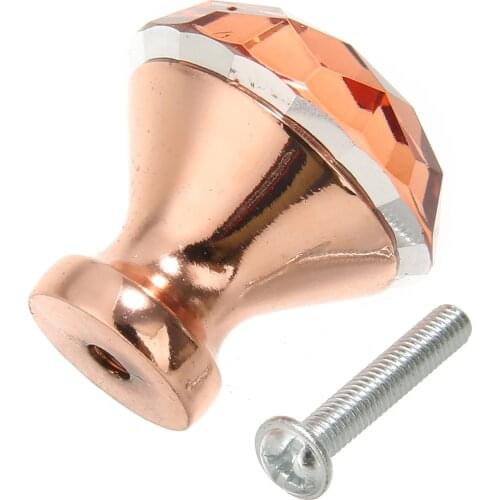 1PC 30mm Crystal Home Furniture Knobs Pull Handle Rose Gold Diamond Kitchen Cabinet Drawer Wardrobe Door Knob Handle Hardware