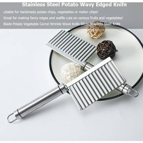 1pc Stainless Steel Potato Wavy Edged Knife Kitchen Gadget Vegetable Fruit Cutting Peeler Cooking Tools Kitchen Knives