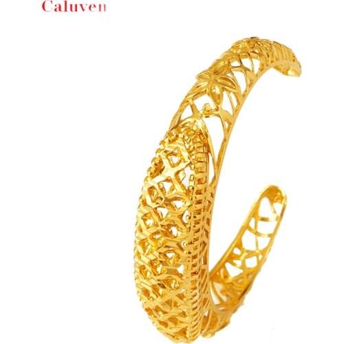1pcs Ethiopian bride bracelet for women Gold color wholesale Dubai bracelet arabic african luxury Wedding jewelry gift