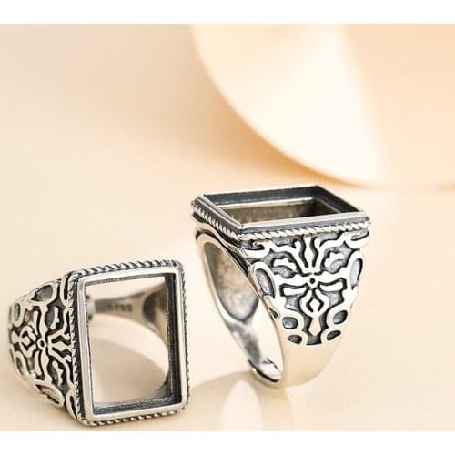 20*12.5mm 925 STERLING SILVER men Semi Mount Bases Blanks base blank Pad VINTAGE wedding rings ring Setting set men diy A5376