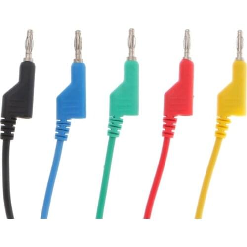 5 Pcs 4mm Dual Banana Plug Smooth Lead Test Cable For Multimeter 1m 5 Colors G32C