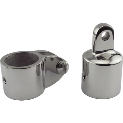 7/8" Deck Hinge Boat Bimini Top Fitting 2pcs Set 1pc Slide Cap and 1pc Slide Jaw Sleeve Stainless Marine Hinge of SS316 22mm