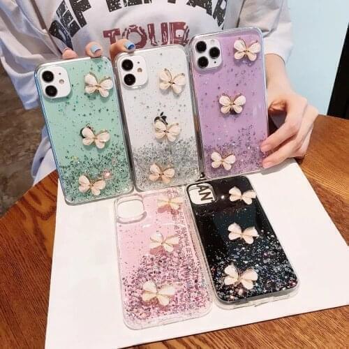 Glitter Bling Case For OPPO A35 A15 A53 A54 A55 A74 A93 A94 A95 A72 A73 A92 A52 A91 A31 A32 A33 S Jade Butterfly Epoxy Cover