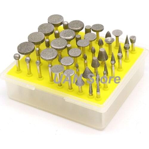 URANN 50pcs/set Diamond Grinding Head Jade Agate Peeling Electroplated Emery Carving Pins Electric Grinding Accessories