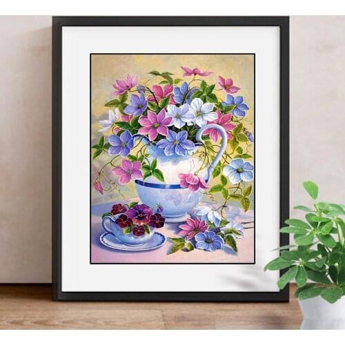 Diamond Embroidery 5D DIY Diamond Painting Flower Vase&Cup Diamond Painting Cross Stitch Floral Rhinestone Decoration
