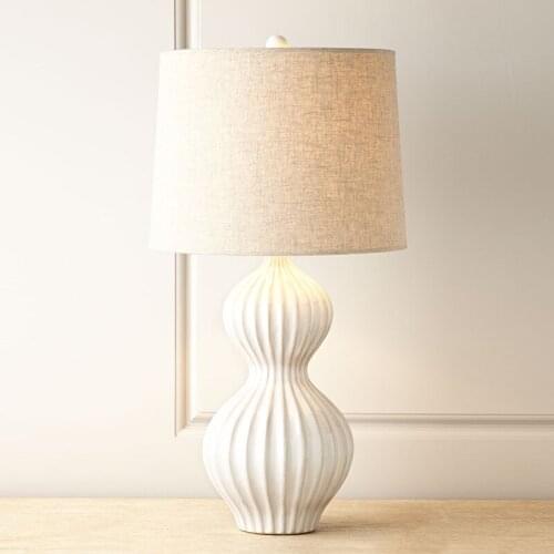 American Modern Gourd White Ceramic Table Lamp for Living Room Study Bedroom Bedside Lamp Night Light Nordic Simple Table Lamp