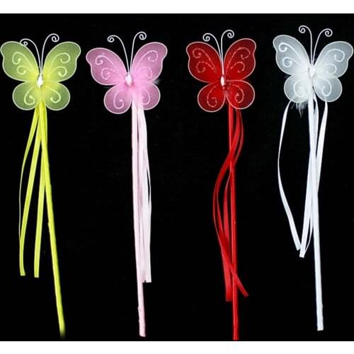 Butterfly Wand Magic Fairy Princess Wand Birthday Party Fancy Dress White Red Yellow Pink
