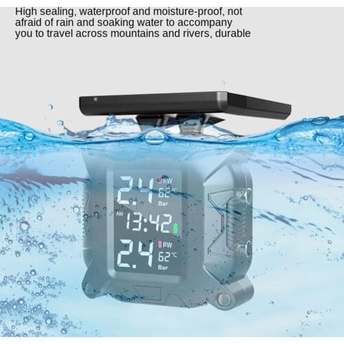 TPMS Wireless Solar Tire Pressure Monitoring System 1100mAh for Motorcycle