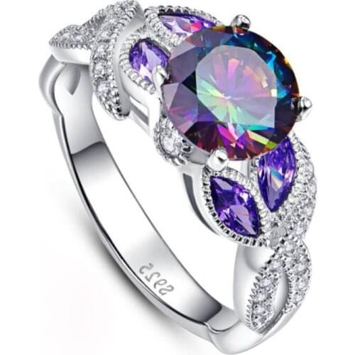 CAOSHI Gorgeous Colorful CZ Stone Engagement Rings for Women Fashion Style Ideal Christmas Gift for Girlfriend Elegance Jewelry