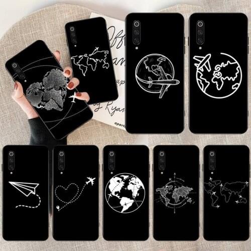 Airplane map line design Phone Case for Xiaomi Mi Note 10 Lite Mi 9T Pro xiaomi 10 10 CC9 Pro 9SE