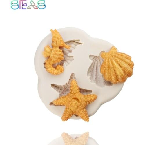 Seahorse Biscuit Mould Silicone Mold Shell Chocolate Fondant Mould Cake Decoration Mould Starfish Pastry Tools Accessories