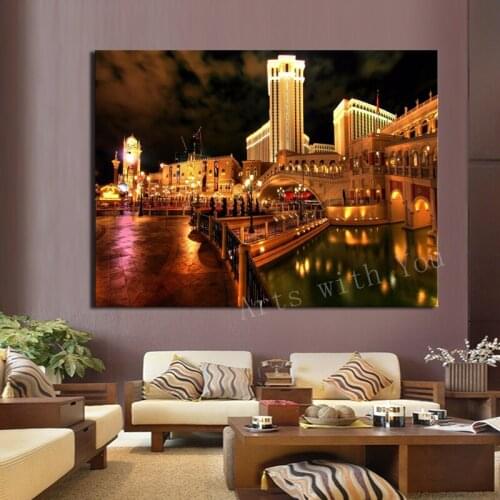 HD Canvas Modern Art Print Painting The City At Night Scenery 1 Panels Unframed Home Decoration Decor Wall Paintings