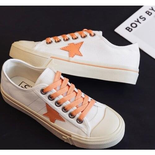 Canvas shoes womens star 1970s low top flat shoes Star symbol new trend womens vulcanized shoes