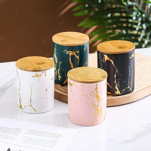 350-400ml Ceramic Sealed Can Nordic Marbling Tea Dried Fruit Coffee Bean Scented Tea Candy Storage Tank Storage Box