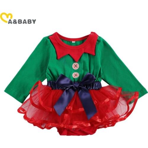 Ma&Baby 0-18M Christmas Infant Newborn Baby Girl Romper Red Green Tulle Tutu Party Xmas Jumpsuit For Girl Long Sleeve Clothes