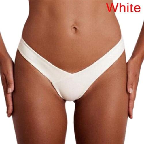 Summer Sexy Women Bikini Thong Bottom Brazilian V Ruched Semi Swimwear Beachwear
