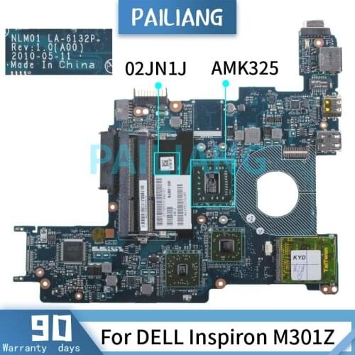 PAILIANG Laptop motherboard For DELL Inspiron M301Z AMK325 Mainboard 02JN1J LA-6132P DDR3 tesed