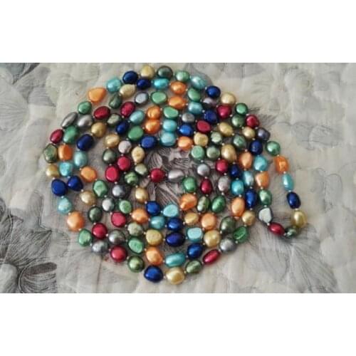 Multicolor Long Pearl Necklace 120cm AA 8-9MM Genuine Freshwater Pearl Necklace Baroque Pearls Fashion Ladys Gift