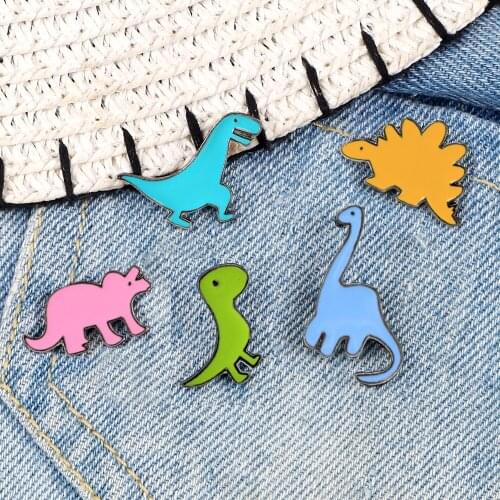 Fashion Creative Cartoon Enamel Animal Dinosaur Pattern Brooch Pins Lapel Collar Sweater Jackets Brooches For Men Women Jewelry