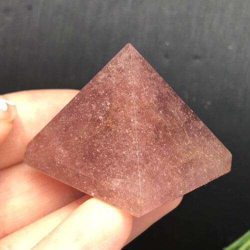 Natural strawberry crystal pyramid gem mineral, suitable for meditation therapy home decoration