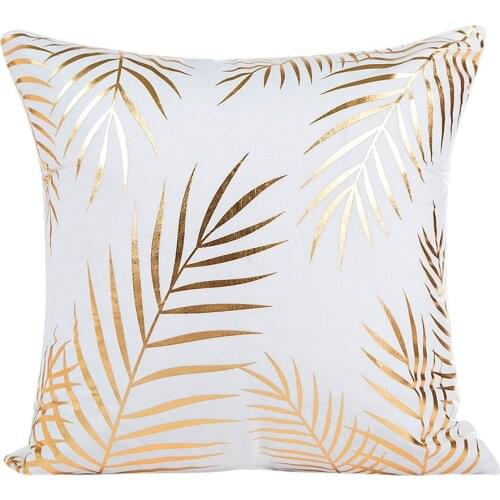 New Luxury Gold Foil Printing Cover of Pillow Soft Waist Throw Pillow Cover Home Gold and white Color Pillow Case PP23