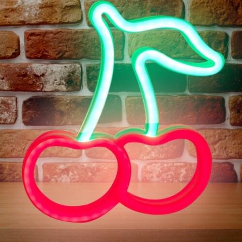 Cherry LED Neon Light Colorful Neon Sign Night Lamp Hanging Decor Cherry/Lightning/Lightning Cloud/Dinosaur Head Hanging Decor